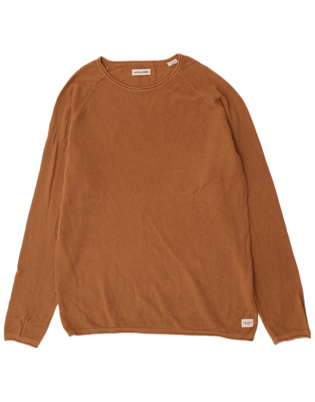 Pulover Jack & Jones pentru bărbați cu gât roșu, bumbac mare, maro