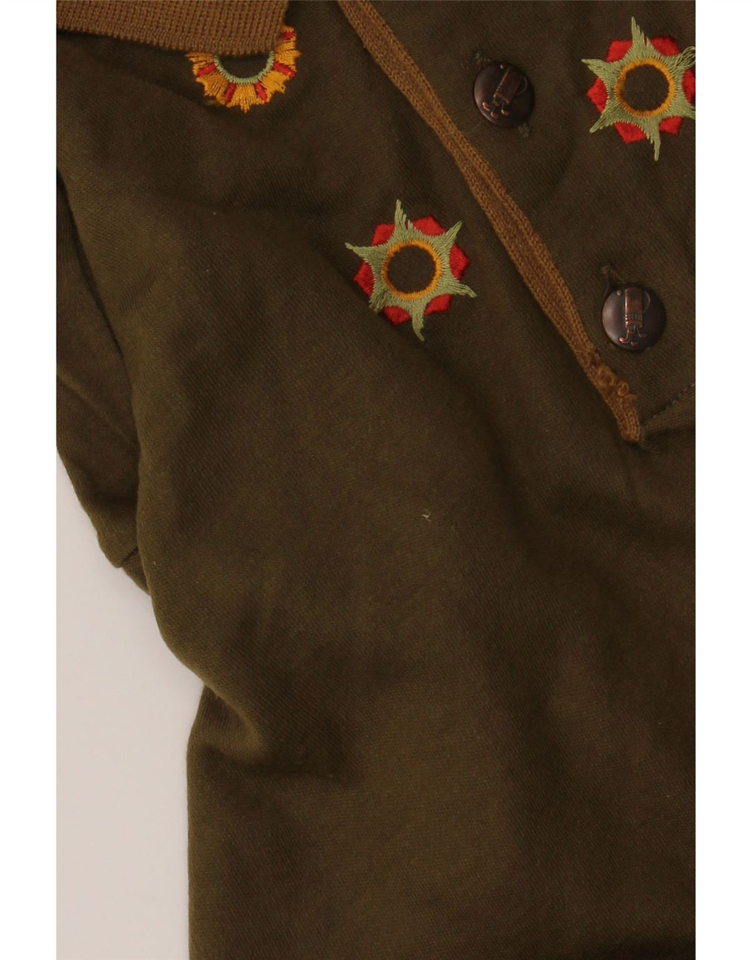 VINTAGE Pulover cu gât polo pentru bărbați, mare, acrilic, kaki