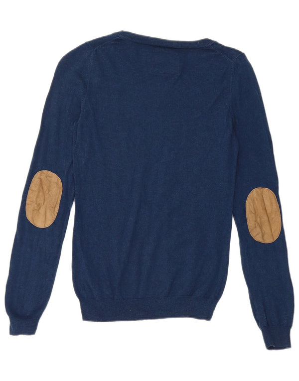 Pulover Massimo Dutti pentru damă, cu gât de barca, UK 8, bumbac, bleumarin, mic