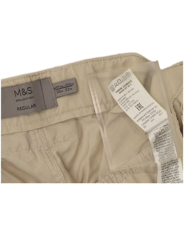Pantaloni cargo obișnuiți pentru bărbați Marks & Spencer L38 L33 bumbac bej