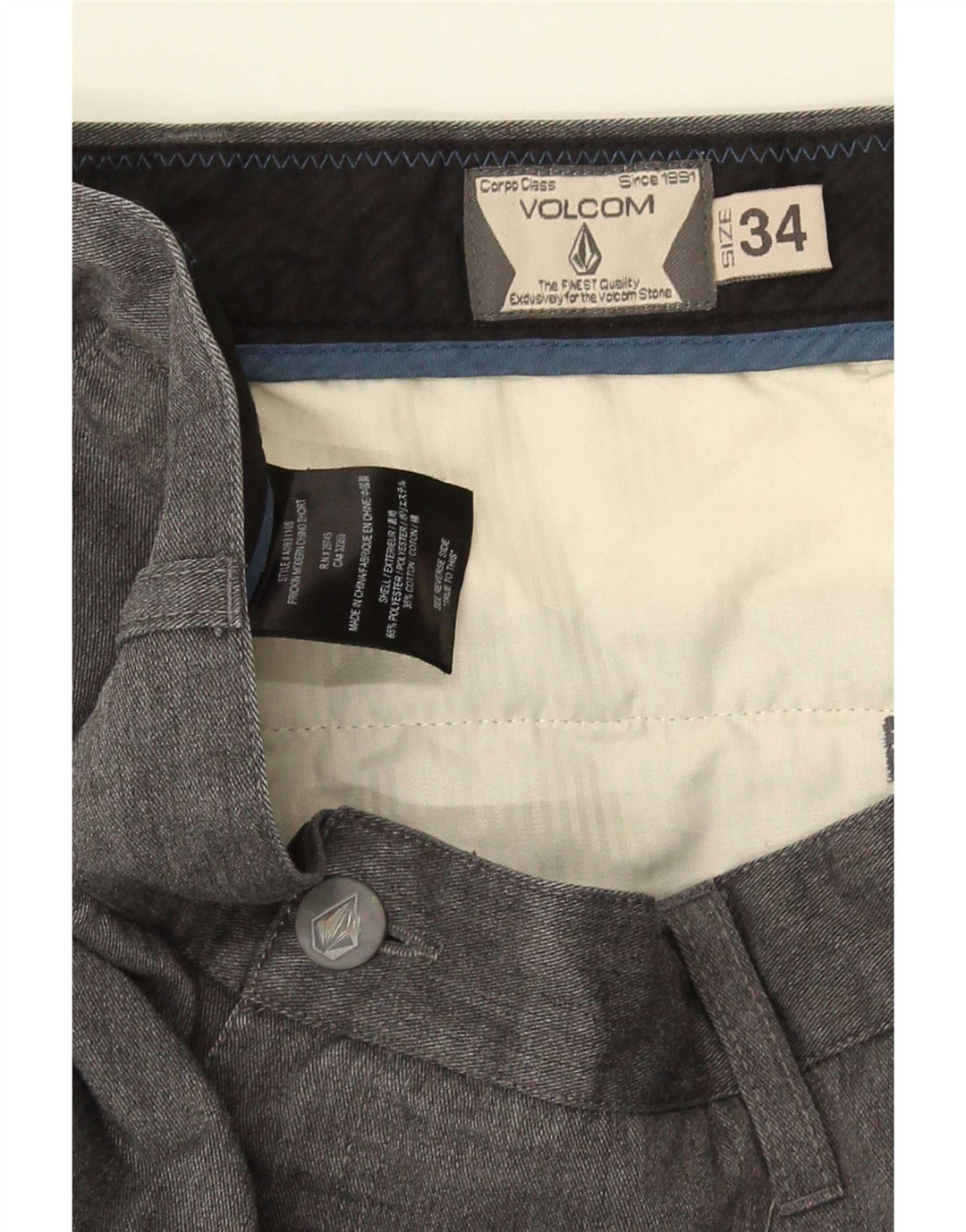 Pantaloni scurți chino pentru bărbați Volcom W34, bumbac cu pete gri mari