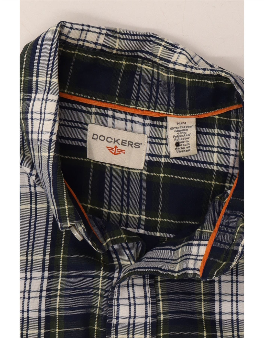 DOCKERS Mens Flannel Shirt Medium Navy Blue Check Cotton Vintage Dockers and Second-Hand Dockers from Messina Hembry 