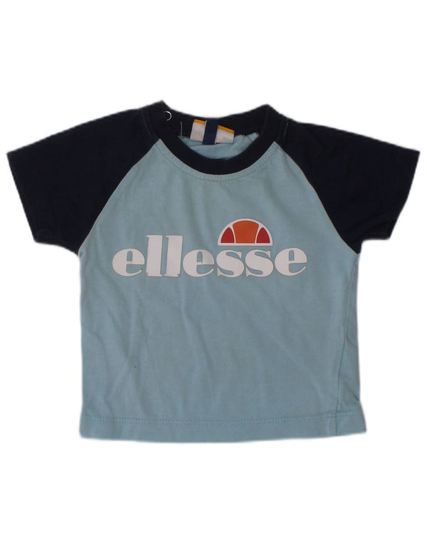 Tricou grafic Ellesse pentru bebelusi baieti Top 3-6 luni albastru din bumbac color bloc