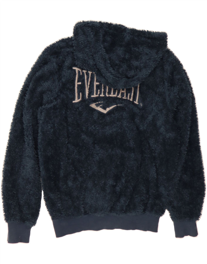 EVERLAST Mens Graphic Hooded Fleece Jumper Medium Navy Blue Polyester Vintage Everlast and Second-Hand Everlast from Messina Hembry 