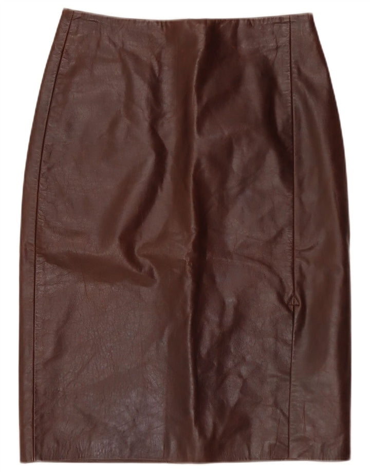 Fusta din piele vintage pentru femei IT 40 Small W28 piele maro