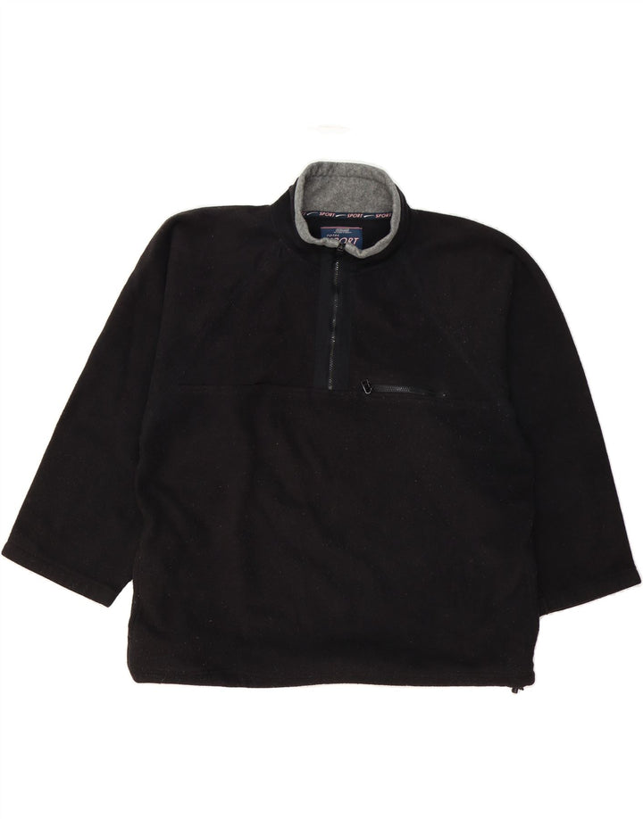 ST. BERNARD Mens Zip Neck Fleece Jumper XL Black Polyester Vintage St. Bernard and Second-Hand St. Bernard from Messina Hembry 