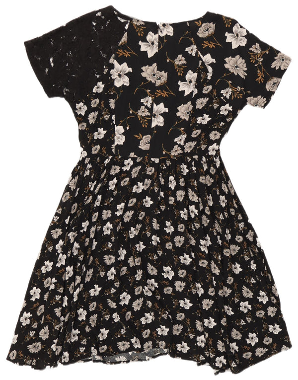 Rochie A-Line pentru femei French Connection UK 10 Mic Negru Floral Viscoză