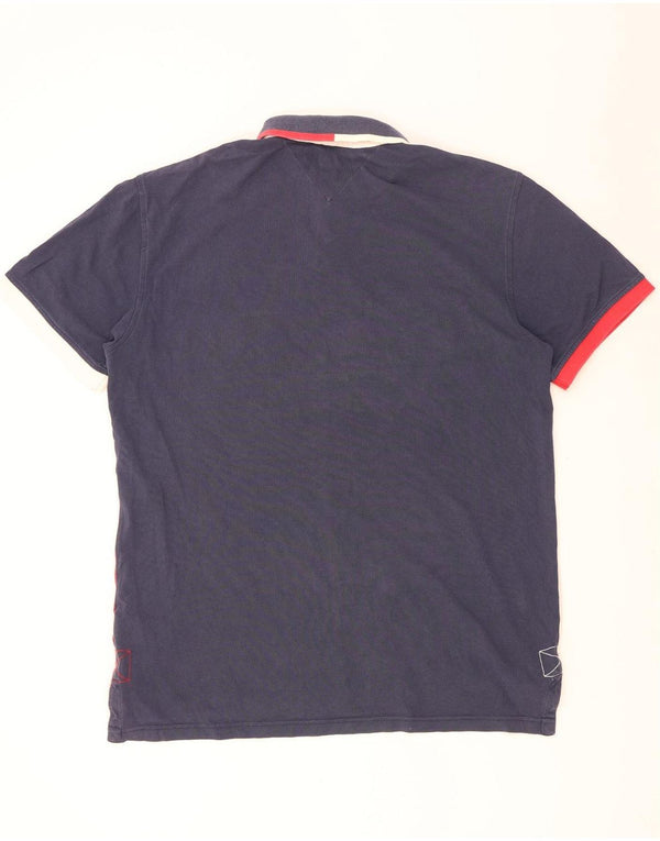 Tricou polo Tommy Hilfiger pentru bărbați, cu croială personalizată, XL, albastru bleumarin, bloc de culoare