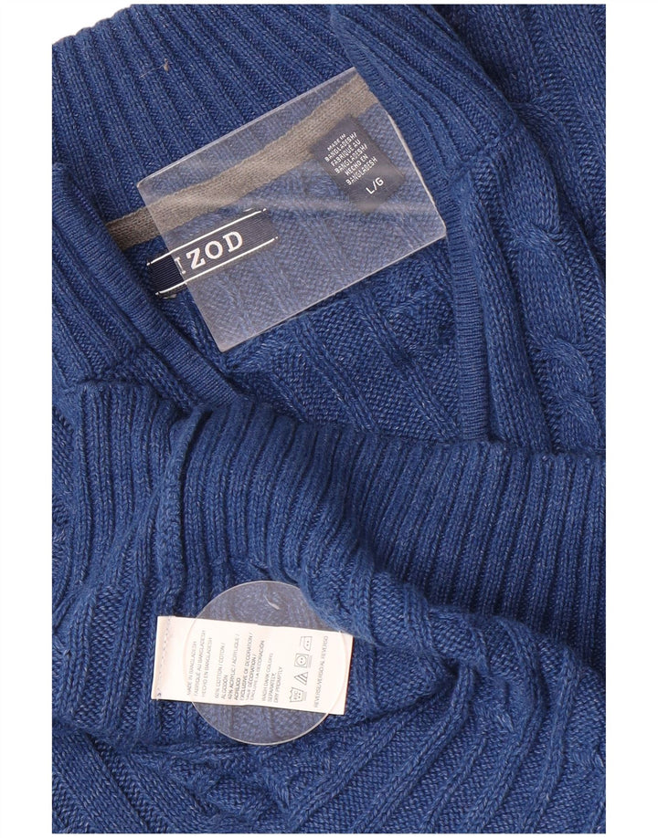 Pulover Izod pentru bărbați, cu fermoar, cu gât, bumbac mare, albastru