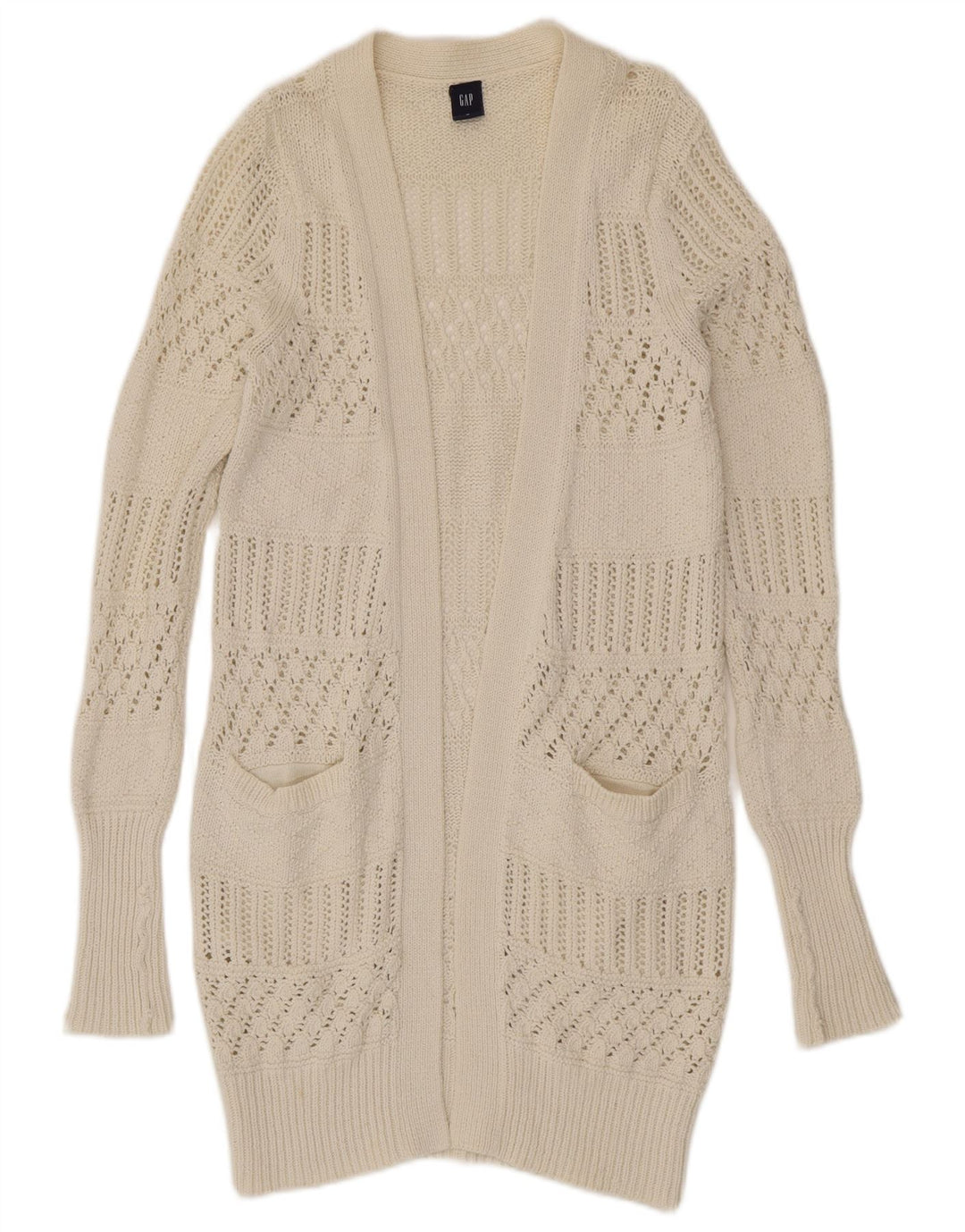 Pulover cardigan deschis pentru femei Gap UK 12 bumbac alb mediu