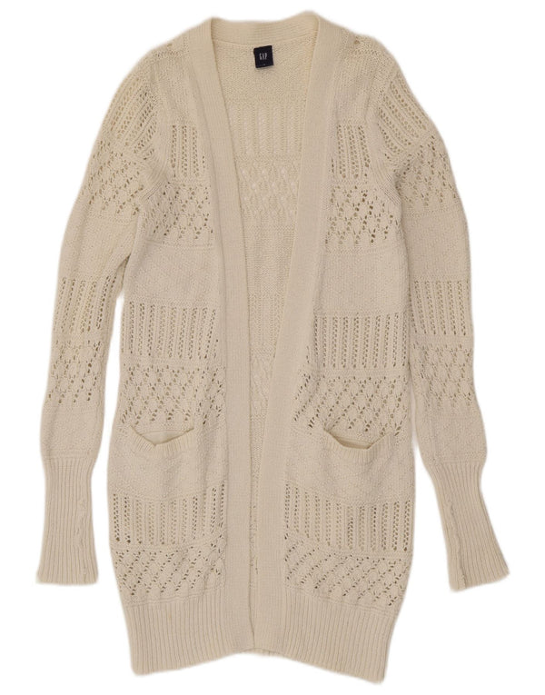 Pulover cardigan deschis pentru femei Gap UK 12 bumbac alb mediu