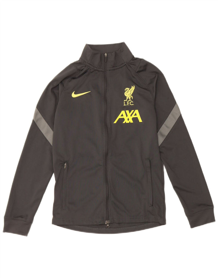 NIKE Girls Dri Fit Graphic Tracksuit Top Jacket 10-11 Years Medium Grey
