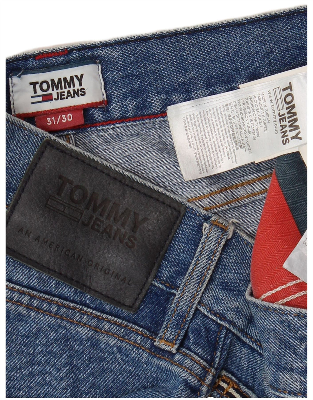 TOMMY HILFIGER Blugi tăiați pentru bărbați, cu tăiere relaxată, L31 L25, bumbac albastru
