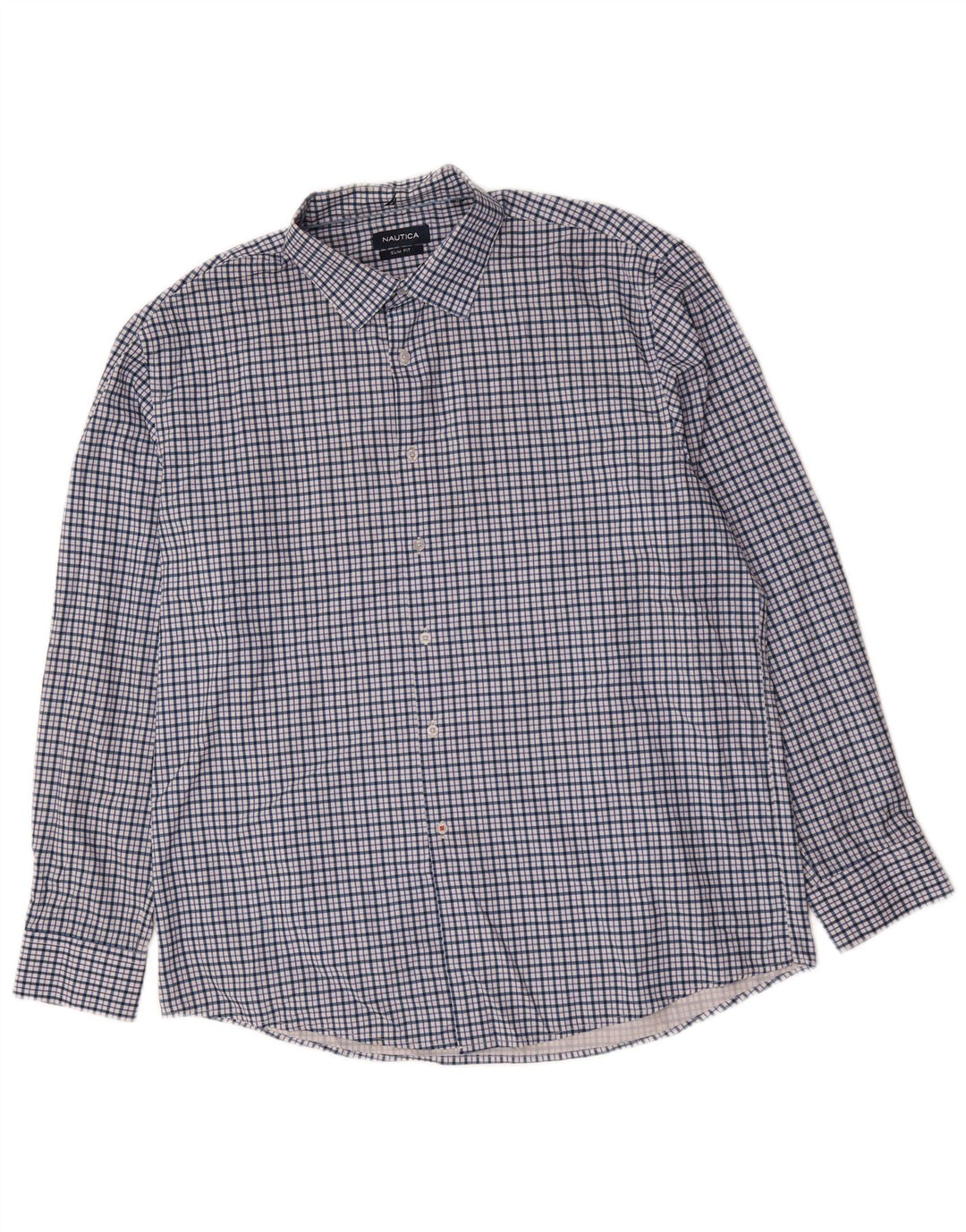Cămașă pentru bărbați Nautica Slim Fit Mărimea 17 1/2 XL Poliester cu carouri albastre