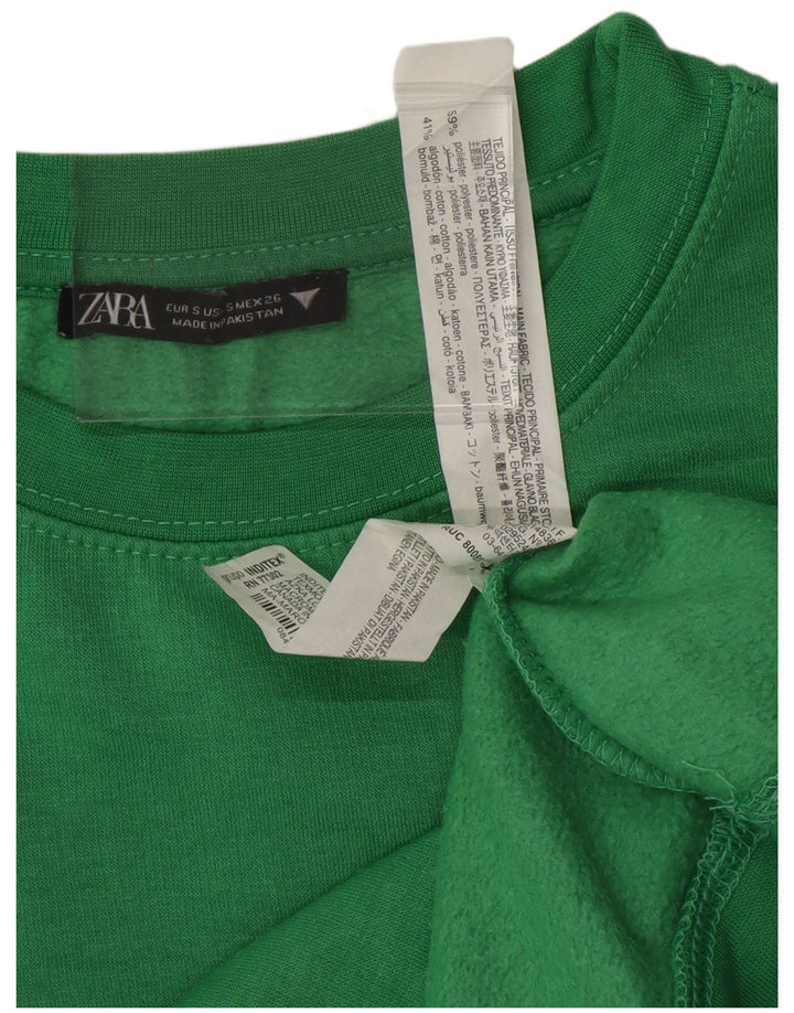 Pulover pentru damă ZARA Crop Pulover UK 10 Poliester verde mic