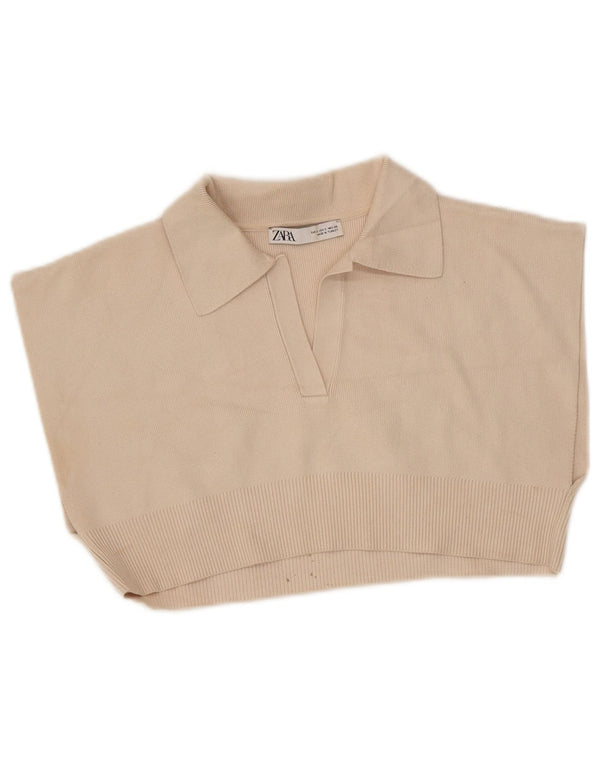 Tricou polo fără mâneci pentru femei Zara UK 10 Mic Bej