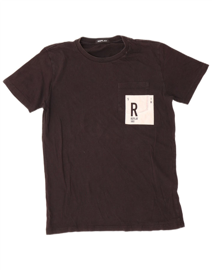 Tricou grafic pentru bărbați Replay Top mediu negru bumbac