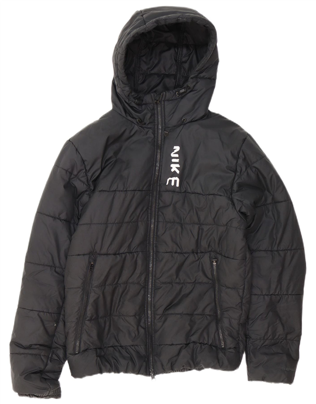 Jachetă căptușită cu glugă Nike Therma-Fit pentru bărbați UK 38 Poliester mediu negru
