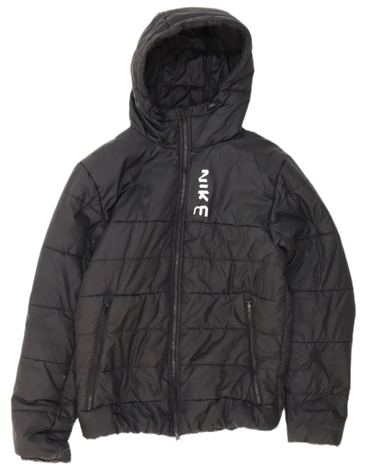 Jachetă căptușită cu glugă Nike Therma-Fit pentru bărbați UK 38 Poliester mediu negru
