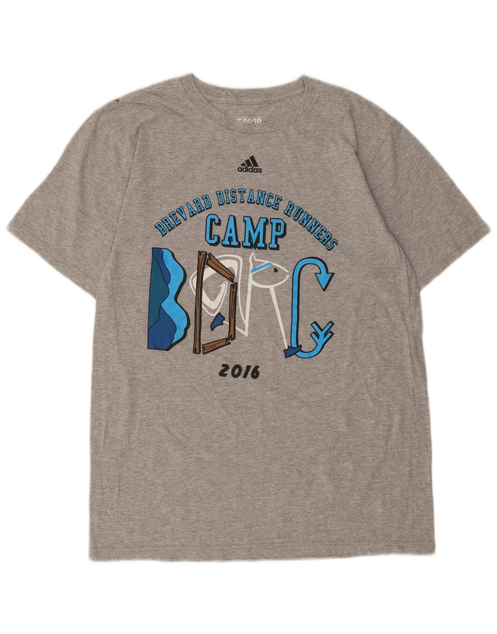 ADIDAS Mens Graphic T-Shirt Top Medium Grey Cotton