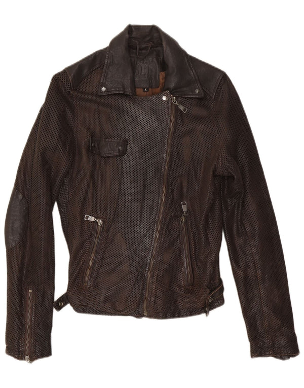 Jachetă motociclist din piele pentru femei Eighth Sin UK 10 Small Brown