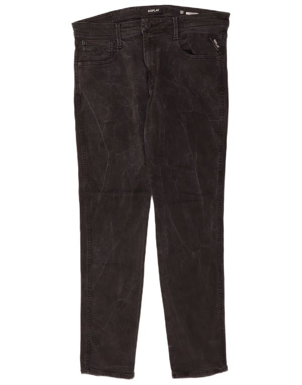 Replay Blugi Anbass Slim pentru bărbați W36 L31 bumbac negru
