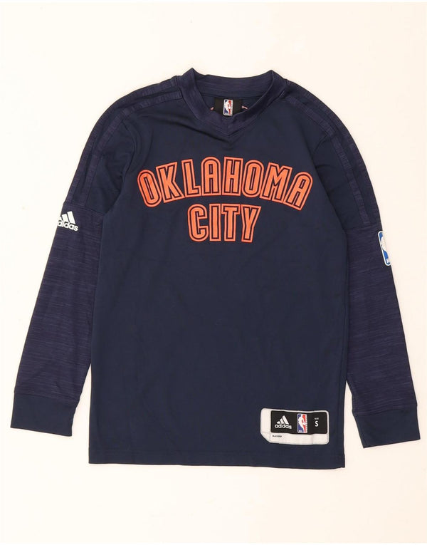 Adidas Boys Graphic Top Long Sleeve 7-8 Years Small Navy Blue