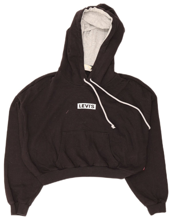 Pulover Levi's Graphic Crop Hoodie pentru femei UK 16, mare, negru, bumbac