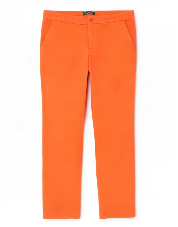 Pantaloni chino subțiri pentru femei Ralph Lauren US 6 Medium L30 L28 Bumbac portocaliu