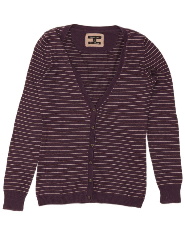 Pulover cardigan Massimo Dutti pentru femei UK 12, bumbac cu dungi violet mediu