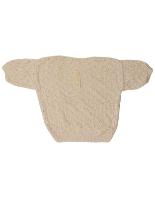 VINTAGE Pulover supradimensionat pentru femei cu gâtul turnat, UK 18 XL, alb