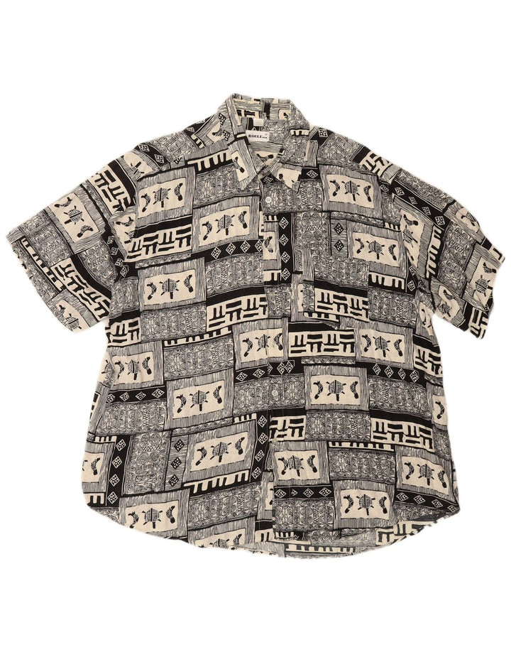 Cămașă cu mânecă scurtă pentru bărbați BOULEE Mărimea 45/46 2XL Negru mozaic viscoză