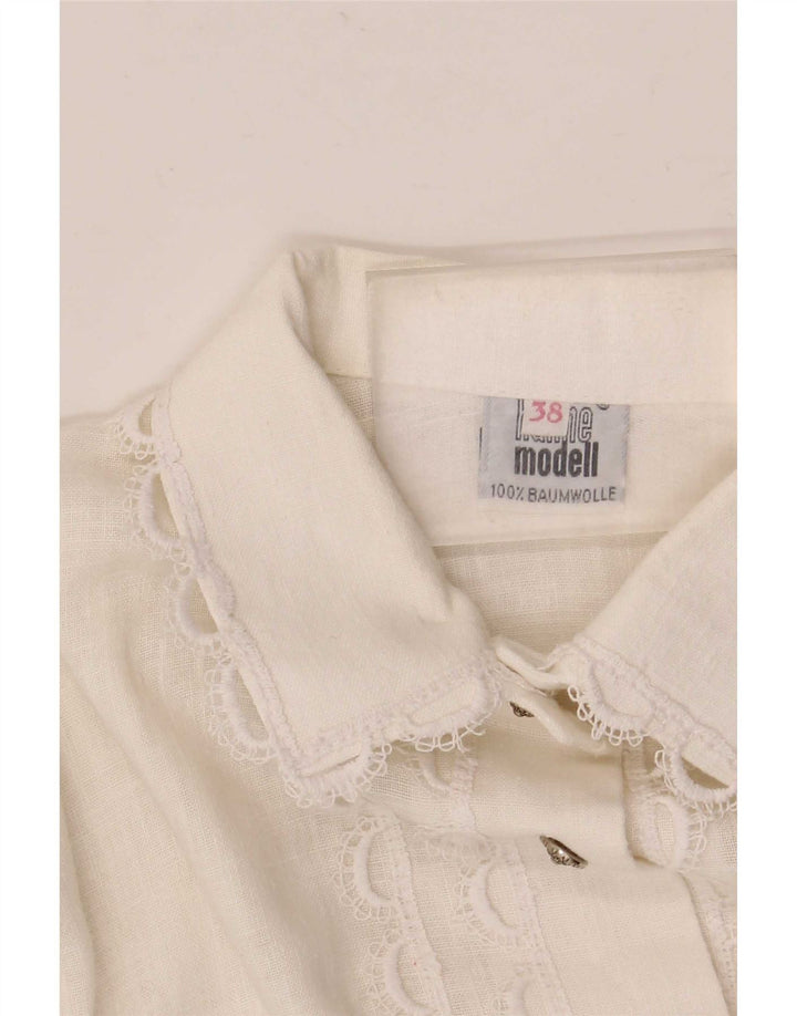 Bluză cămașă pentru femei Hanne Modell EU 38 Bumbac Floral Alb Mediu
