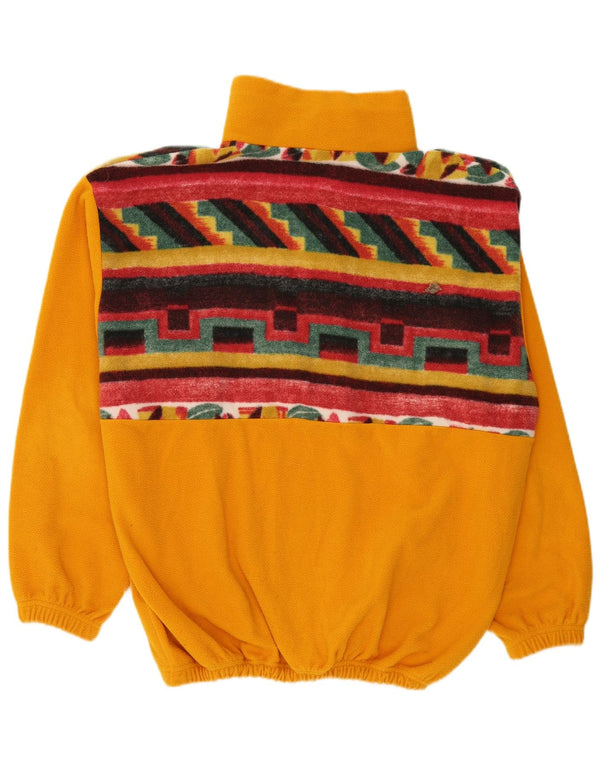 Pulover vintage pentru bărbați, cu gât cu nasturi, din lână, XL, galben geometric