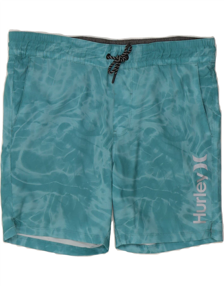 HURLEY Mens Graphic Swimming Shorts Small  Blue Tie Dye Polyester Vintage Hurley and Second-Hand Hurley from Messina Hembry 