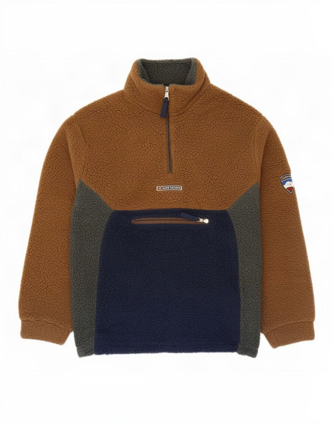Pulover pentru bărbați Cape Horn, cu fermoar și gât, fleece, mediu, bleumarin, color block