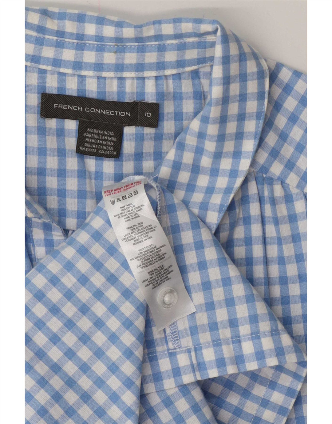 Rochie A-Line fără mâneci pentru femei French Connection UK 10 Mic, albastru, vichy