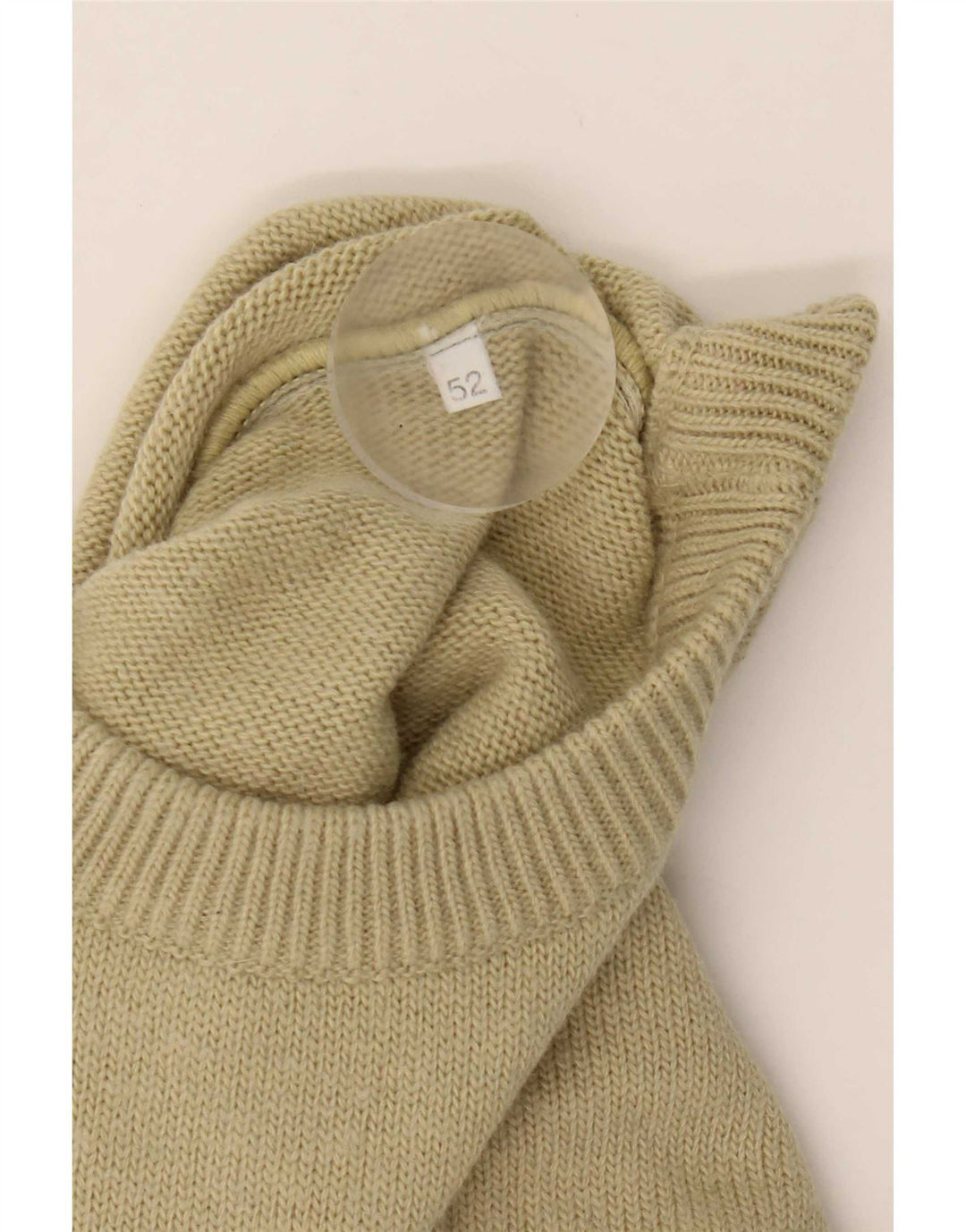 Pulover vintage pentru bărbați cu gât roșu IT 52 lână mare bej