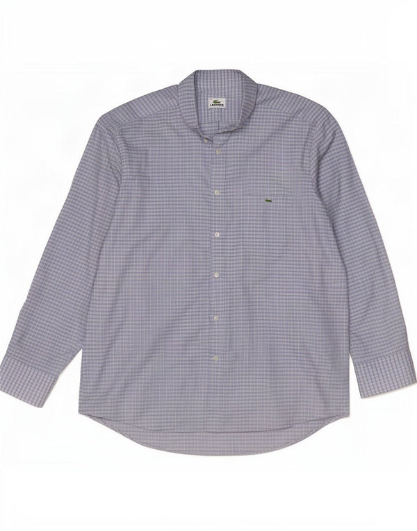 Lacoste Mens Shirt Size 44 XL Blue Gingham Cotton
