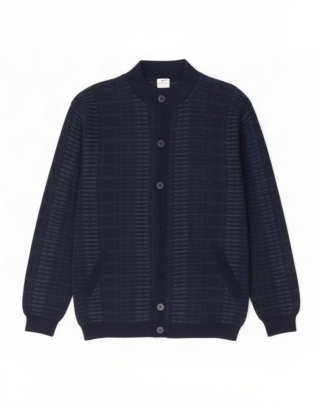 Pulover Cardigan Bernardini pentru bărbați IT 52 Medium Bluemarin Check Lână