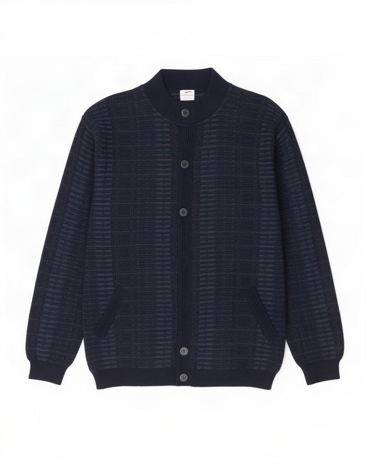 Pulover Cardigan Bernardini pentru bărbați IT 52 Medium Bluemarin Check Lână
