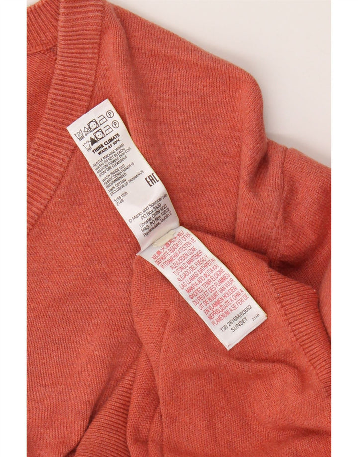 Pulover cu decolteu în V pentru bărbați Marks & Spencer, bumbac mare portocaliu