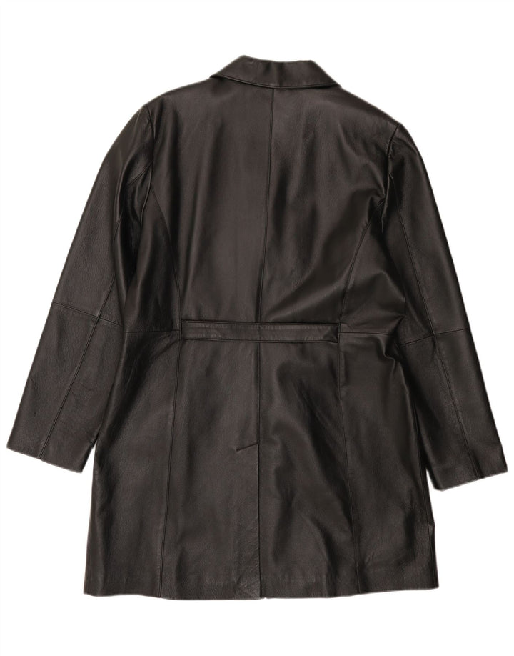 Palton din piele vintage pentru femei UK 18 XL din piele neagră