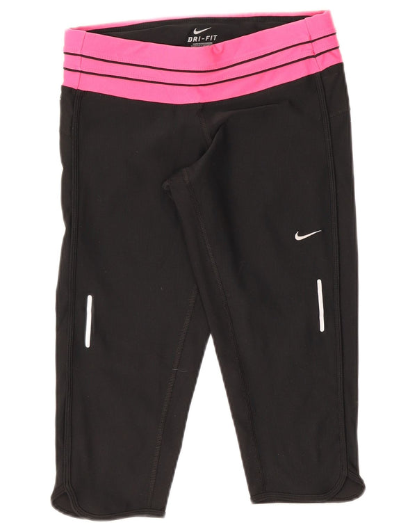 Leggings capri Nike Dri Fit pentru femei UK 8 Small Black Colorblock