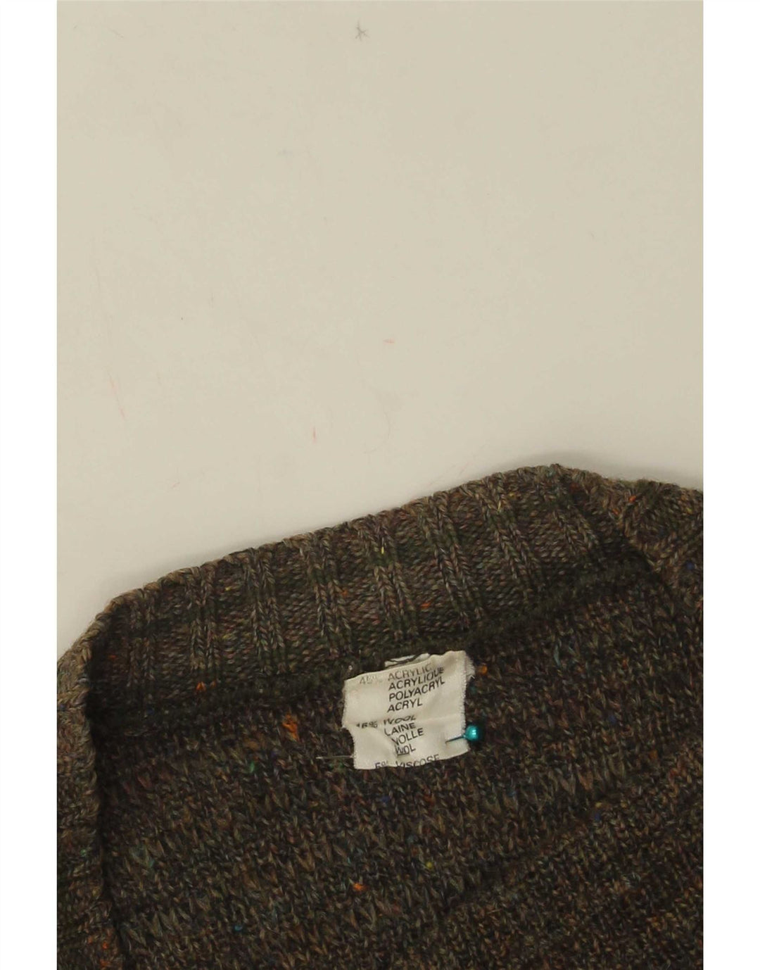Pulover Cardigan Vintage pentru bărbați IT 50 Medium Kaki Acrilic cu pete