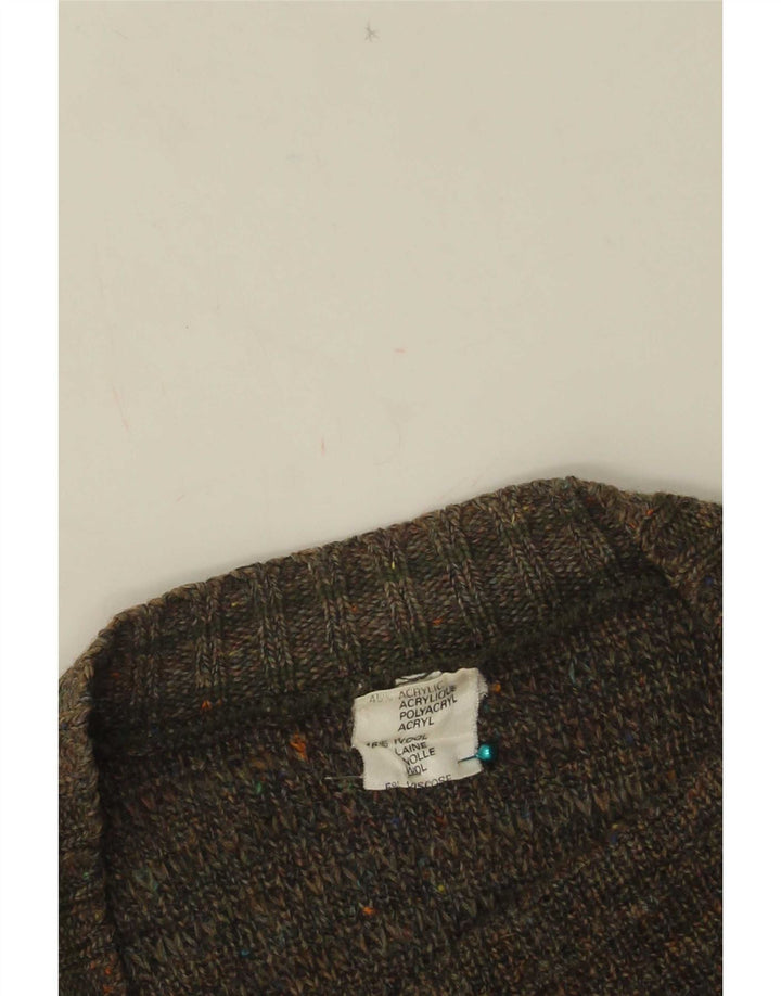 Pulover Cardigan Vintage pentru bărbați IT 50 Medium Kaki Acrilic cu pete