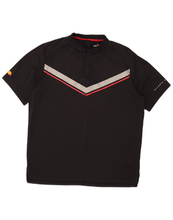 Ellesse Mens Polo Shirt 2XL Black Colourblock Polyester