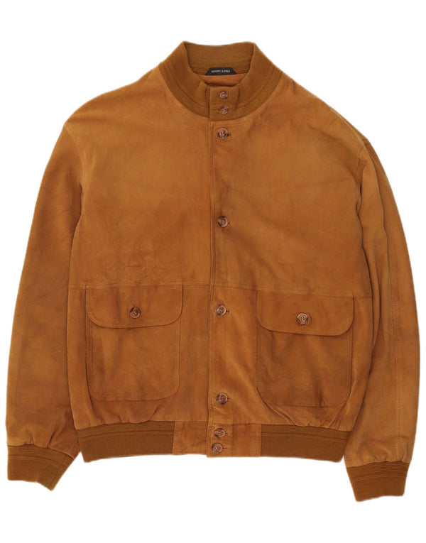 Jachetă Bomber Vintage pentru bărbați din piele intoarsa IT 56 3XL din piele maro
