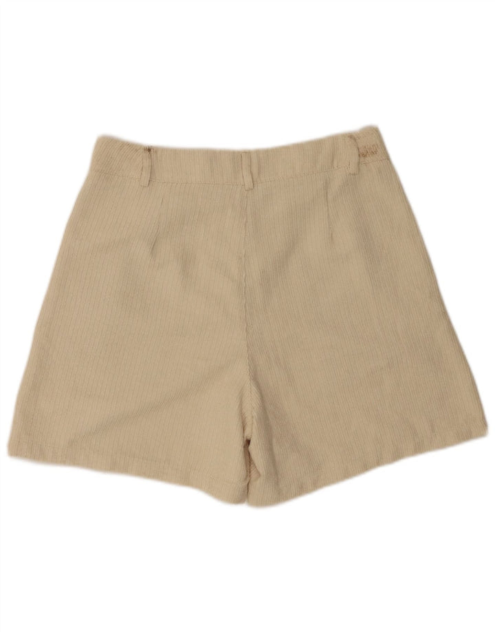 Pantaloni scurti din velur pentru femei Benetton UK 12 Medium W28 Bej Poliester