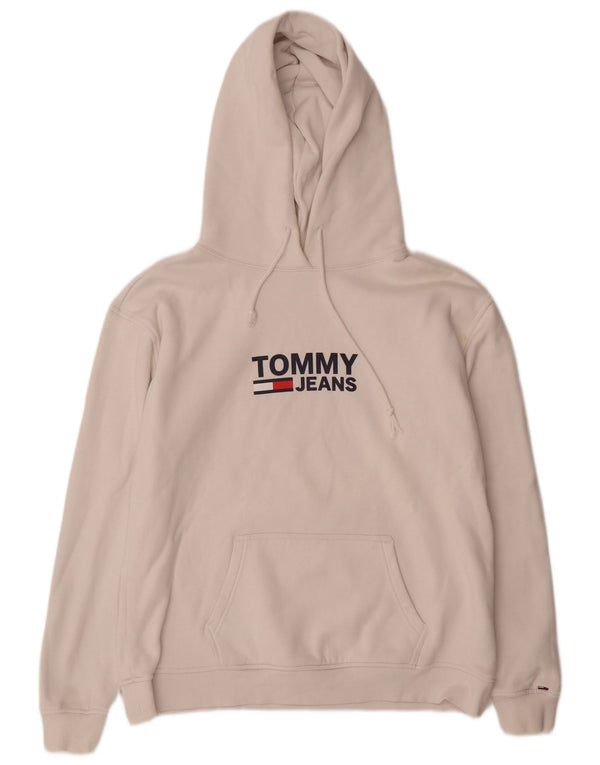TOMMY HILFIGER Pulover cu glugă cu grafic pentru femei UK 16, mare, alb, bumbac